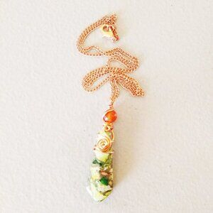 Bright & Upbeat Vibes Green Sea Sediment Jasper Pendant Necklace ~ Dainty & Slim